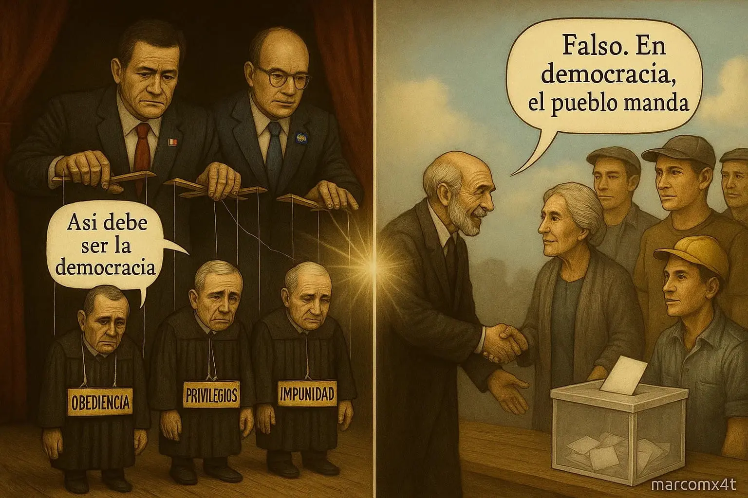 Las democracias son dictaduras. El “doblepensar” del PRI, PAN y MC